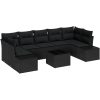8-delars trädgårdsoffa med kuddar svart poly rattan vidaXL 55 x 55 x 37 cm – miniatyr 2