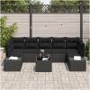 8-delars trädgårdsoffa med kuddar svart poly rattan vidaXL 55 x 55 x 37 cm – miniatyr 3