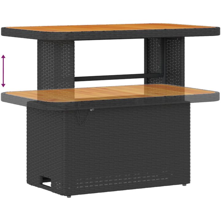 8-delars trädgårdsoffa set med dynor svart poly rattan akacia vidaXL Mellan – bild 10