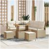 8-delars Trädgårdsoffa Set med kuddar Beige Poly Rattan Akacia vidaXL Stor – miniatyr 1
