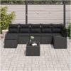 8-delars Trädgårdsoffa Set med Kuddar Beige Poly Rattan vidaXL 55 x 55 x 37 cm – miniatyr 3