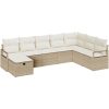 8 Delars Trädgårdsoffa set med kuddar Beige Poly Rattan vidaXL Stor – miniatyr 2