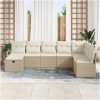 8 Delars Trädgårdsoffa set med kuddar Beige Poly Rattan vidaXL Stor – miniatyr 3