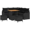 8-delars trädgårdsoffa set med kuddar svart poly rattan akacia vidaXL Medium – miniatyr 2