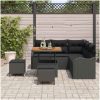 8-delars trädgårdsoffa set med kuddar svart poly rattan akacia vidaXL Medium – miniatyr 3