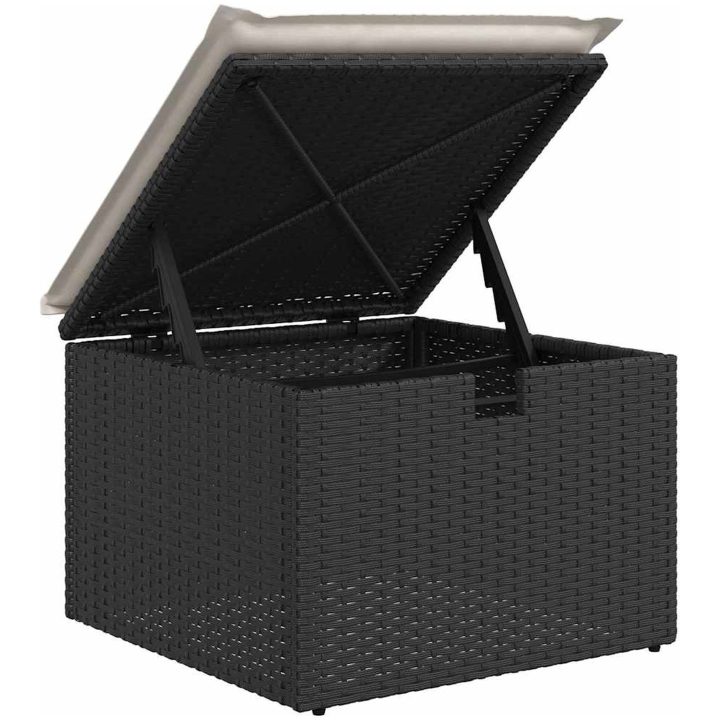 8 Delars Trädgårdsoffa Set med Kuddar Svart Poly Rottning vidaXL 55 x 55 x 37 cm – bild 11