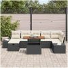 8 Delars Trädgårdsoffa Set med Kuddar Svart Poly Rottning vidaXL 55 x 55 x 37 cm – miniatyr 3