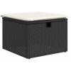 8 Delars Trädgårdsoffa Set med Kuddar Svart Poly Rottning vidaXL 55 x 55 x 37 cm – miniatyr 6