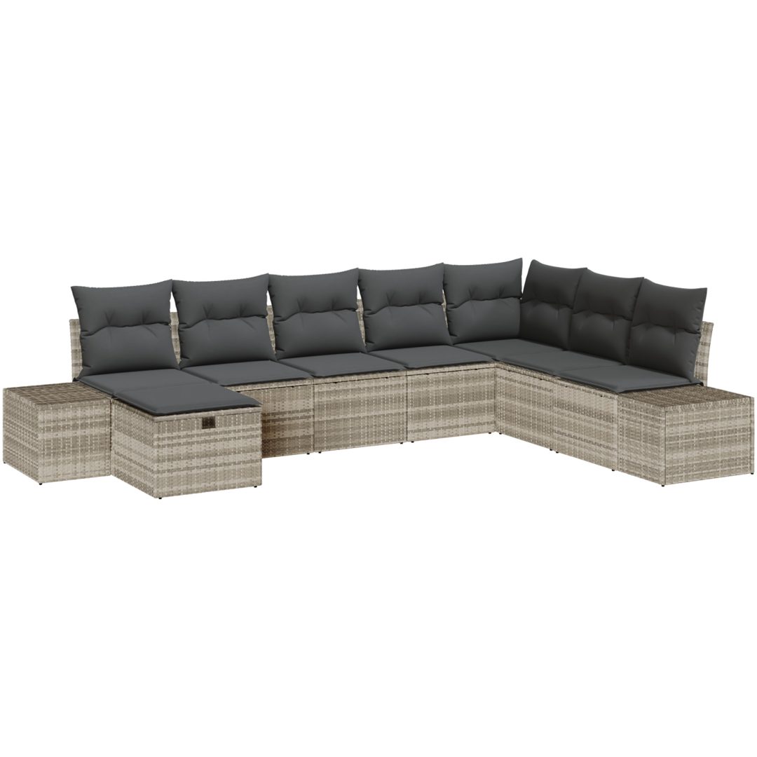 8-delars trädgårdsoffa-set med ljusgrå kuddar vidaXL 319 x 209 x 85 cm – bild 2