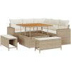 8 Delars Trädgårdsoffagrupp med Kuddar Beige Poly Rattan vidaXL Stor – miniatyr 2