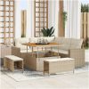 8 Delars Trädgårdsoffagrupp med Kuddar Beige Poly Rattan vidaXL Stor – miniatyr 1