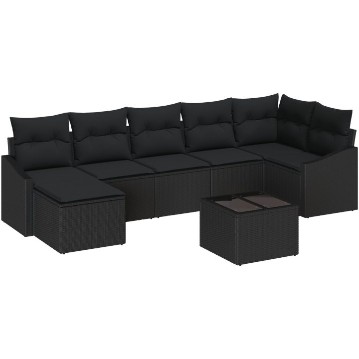 8-delars trädgårdsoffagrupp med kuddar Beige Poly rotting vidaXL 288.5 x 123.5 x 85 cm – bild 2