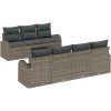 8-delars Trädgårdsoffagrupp Med Kuddar Grå Poly Rattan vidaXL Stor – miniatyr 2