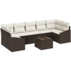 8-delars trädgårdsoffagrupp med kuddar i brunt poly rattan vidaXL 55 x 55 x 37 cm – miniatyr 2
