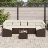 8-delars trädgårdsoffagrupp med kuddar i brunt poly rattan vidaXL 55 x 55 x 37 cm – miniatyr 3