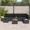 8-delars Trädgårdsoffagrupp med Kuddar Svart Poly Rattan vidaXL 55 x 55 x 37 cm – miniatyr 3