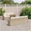 8-delars trädgårdsoffapset med kuddar beige poly rattan akacia vidaXL Stor – miniatyr 3