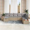 8-delars trädgårdsoffas med kuddar i beige poly-rattan. vidaXL 319 x 209 x 85 cm – miniatyr 3