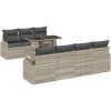 8-delars trädgårdsoffas med kuddar Ljusgrå Poly Rattan vidaXL 100 x 55 x 73 cm – miniatyr 2