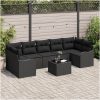 8-delars trädgårdsoffasats med kuddar svart poly rattan vidaXL Medium – miniatyr 1