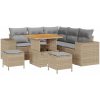 8-delars trädgårdsoffaset med dynor Beige Poly Rattan Akacia vidaXL Medium – miniatyr 2