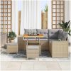 8-delars trädgårdsoffaset med dynor Beige Poly Rattan Akacia vidaXL Medium – miniatyr 3