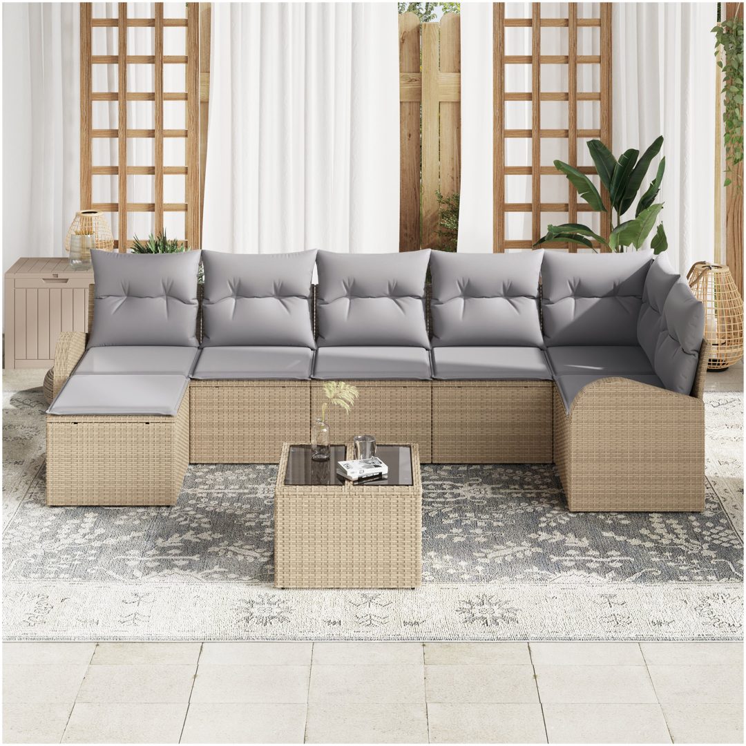 8-delars trädgårdsoffaset med dynor Svart Polyroting vidaXL 55 x 55 x 37 cm – bild 3