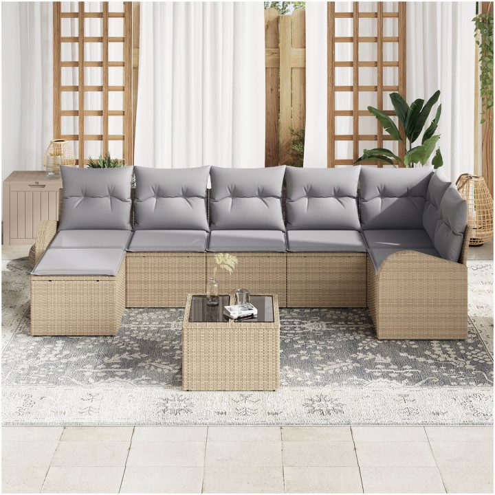 8-delars trädgårdsoffaset med dynor Svart Polyroting vidaXL 55 x 55 x 37 cm – bild 3