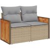 8-delars trädgårdsoffaset med kuddar beige poly Rattan akacia vidaXL Medium – miniatyr 5