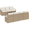 8 Delars Trädgårdsoffaset med Kuddar Beige Poly Rottings vidaXL Stor – miniatyr 2