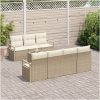 8 Delars Trädgårdsoffaset med Kuddar Beige Poly Rottings vidaXL Stor – miniatyr 3