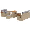 8-delars trädgårdsoffaset med kuddar Beige Polyrotting Akacia vidaXL Medium – miniatyr 2