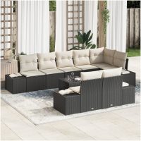 8-delars trädgårdsoffaset med kuddar Brown Poly Rattan vidaXL