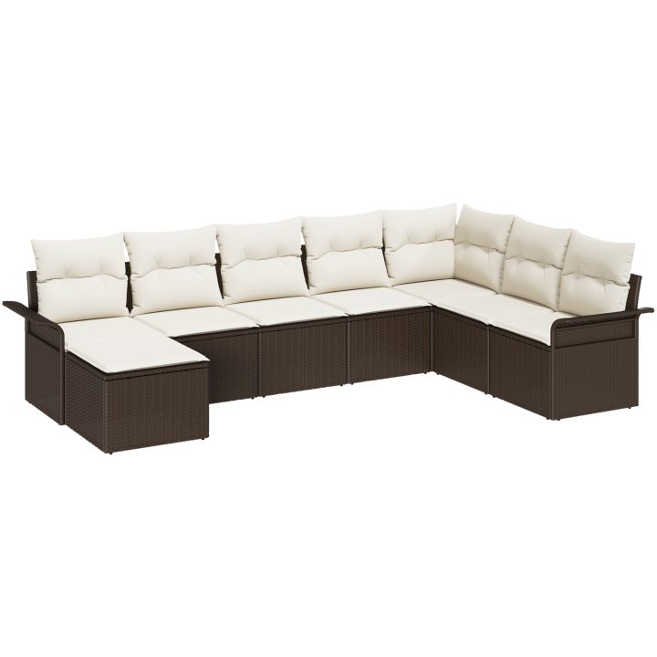 8-delars trädgårdsoffaset med kuddar Brun poly rattan vidaXL 297.5 x 187.5 x 85 cm – bild 2