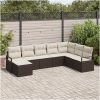 8 Delars Trädgårdsoffaset med Kuddar Brun Poly Rattan vidaXL Stor – miniatyr 1