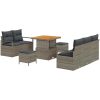 8 Delars Trädgårdsoffaset med Kuddar Grå Poly Rattan Akacia vidaXL Medium – miniatyr 2