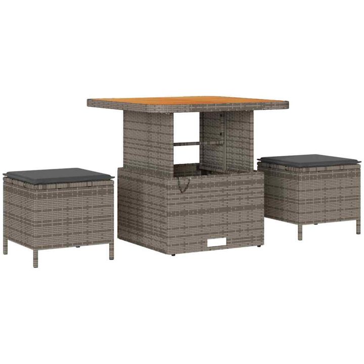 8 Delars Trädgårdsoffaset med Kuddar Grå Poly Rattan Akacia vidaXL Medium – bild 4