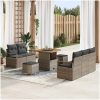 8 Delars Trädgårdsoffaset med Kuddar Grå Poly Rattan Akacia vidaXL Medium – miniatyr 1