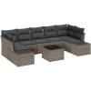 8-delars Trädgårdsoffaset med Kuddar Grå Poly Rattan vidaXL 55 x 55 x 37 cm – miniatyr 2