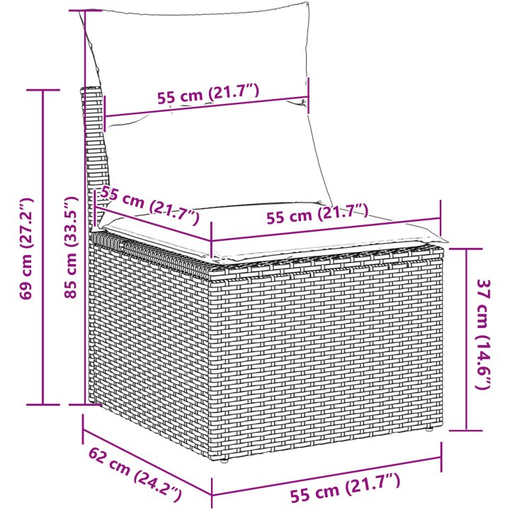 8-delars trädgårdsoffaset med kuddar grå poly rotting akacia vidaXL Medium – bild 11