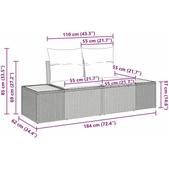 8 Delars Trädgårdsoffaset med Kuddar Gräddvit Poly Rotting Akacia vidaXL Singel, medium, 80 cm – bild 10