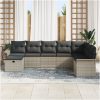 8-delars Trädgårdsoffaset med Kuddar Ljusgrå Poly Rattan vidaXL 297.5 x 187.5 x 85 cm – miniatyr 3