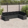 8-delars trädgårdsoffaset med kuddar svart poly konstrotting vidaXL 55 x 62 x 69 cm – miniatyr 1