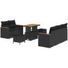 8-delars trädgårdsoffaset med kuddar svart poly rattan acacia vidaXL Standard – miniatyr 2