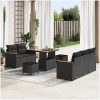 8-delars trädgårdsoffaset med kuddar svart poly rattan acacia vidaXL Standard – miniatyr 1
