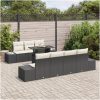 8-delars trädgårdsoffaset med kuddar, svart poly rattan vidaXL 100 x 55 x 73 cm – miniatyr 3
