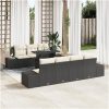 8-delars trädgårdsoffaset med kuddar, svart poly rattan vidaXL 100 x 55 x 73 cm – miniatyr 1