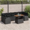 8 Delars Trädgårdsoffaset med Kuddar Svart Poly Rattan vidaXL Stor – miniatyr 1