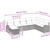 8-delars trädgårdsoffaset med kuddar svart poly rotting vidaXL 289 x 179 x 85 cm – miniatyr 10