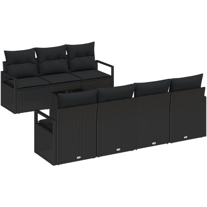 8-delars trädgårdsoffaset med kuddar Svart Polyrotning vidaXL Modulär – bild 2